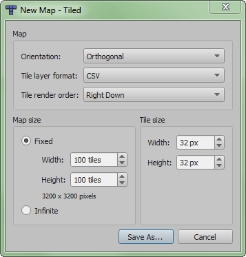Settings for a new tmw map